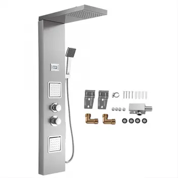 

304 Stainless Steel Shower Panel Bathroom Rain Faucet with LCD Display Bathroom Faucet Shower System