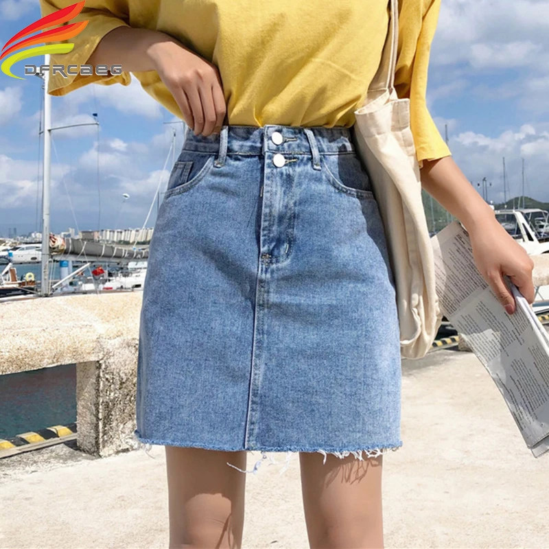 a line denim skirt