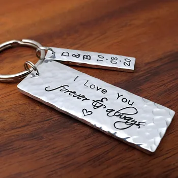 

Personalized Keychain, I Love You Forever And Always, Custom Key Chain, Anniversary Keyring, Valentine's Day Gift, Gift For Him