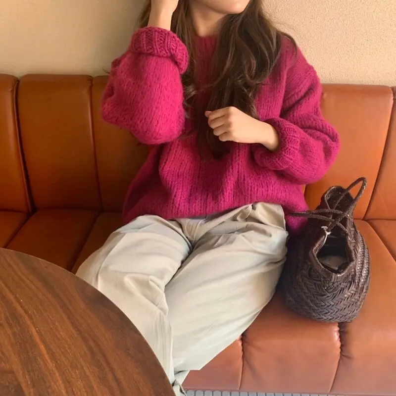 

New Winter Sweater Women Pullover Girls Tops Knitting Vintage Autumn Elegant Female Knitted Outerwear Warm Sweater o neck