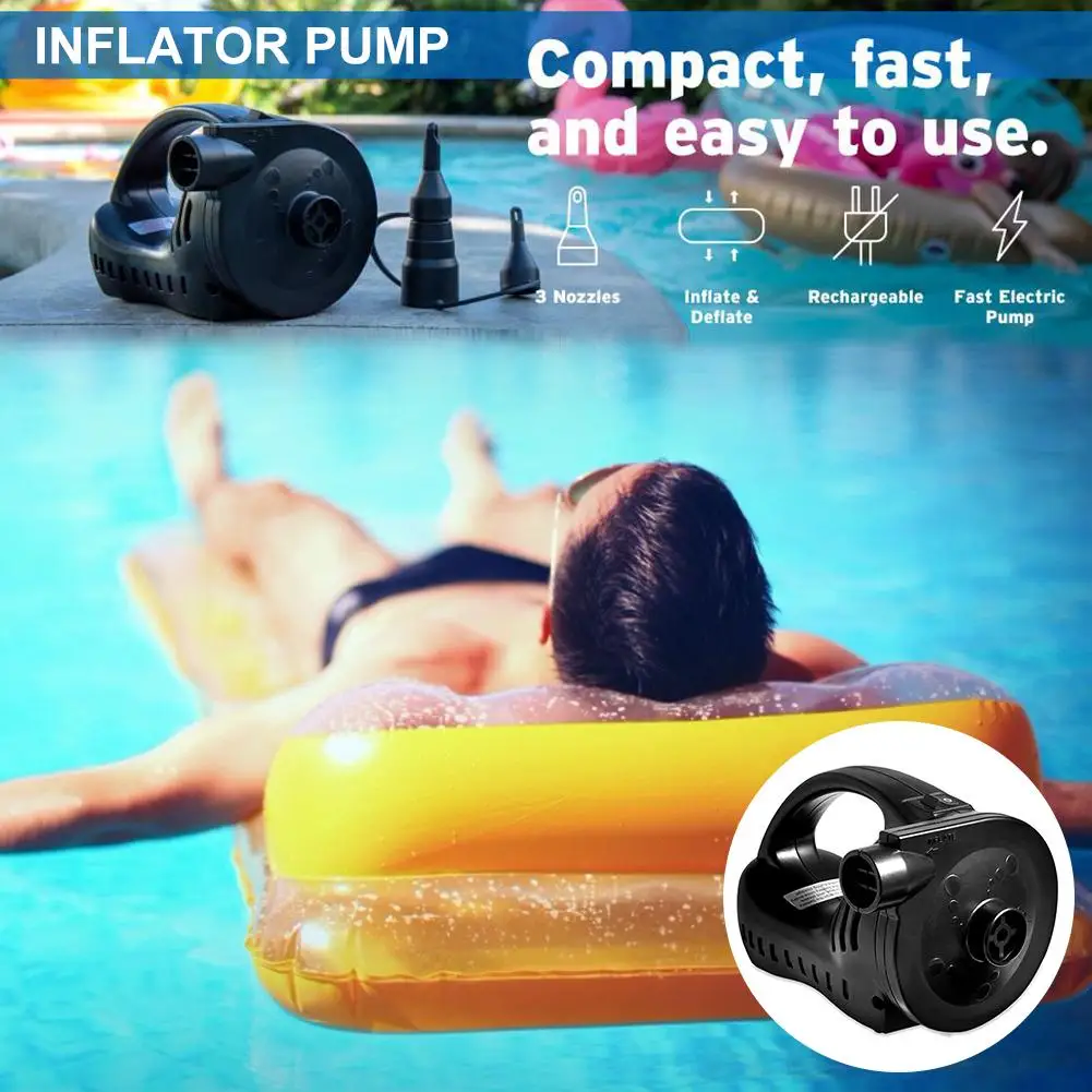 Portable Electric Rechargeable Air Pump Air Mattress Pump Quick-fill Inflator for Inflatable Boat Raft Bed Swimming Rings Toy