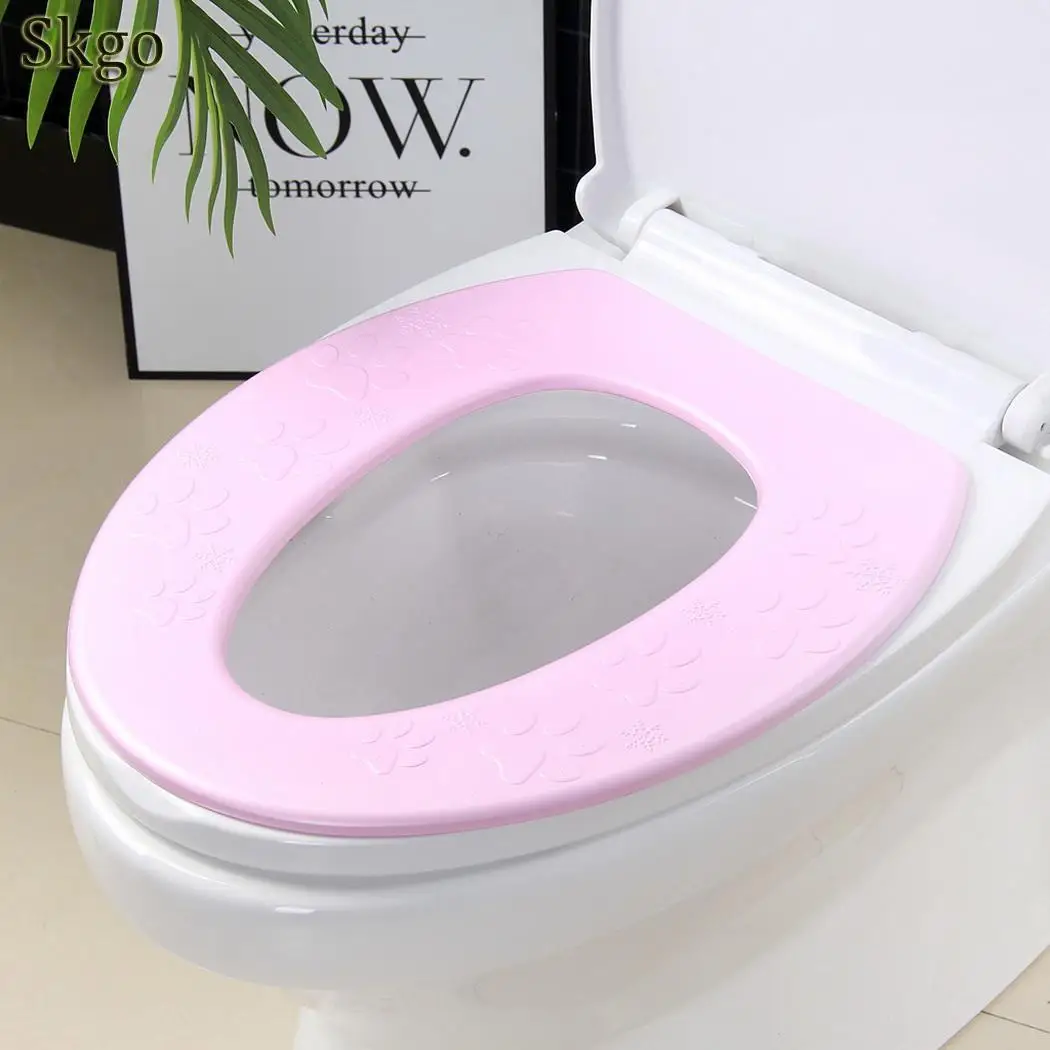 pink foot EVA Waterproof Toilet Seat O-type Washable Toilet Seat Blue/Green/Pink - Цвет: pink foot