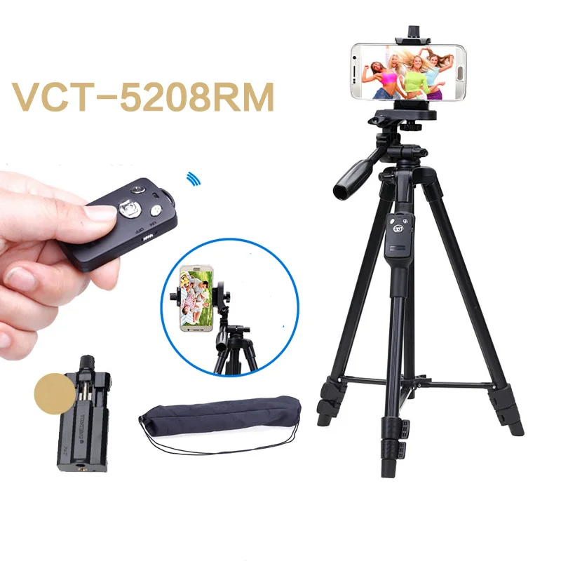 Алюминиевый штатив YUNTENG VCT 5208 RM для селфи и видео с 3 ходовой головкой пультом