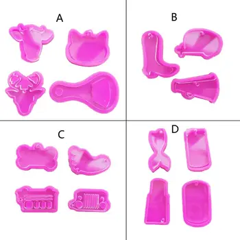 

Handmade Keychain Pendant Resin Casting Mold Dog Tag Cat Cow Deer Silicone Molds 634D