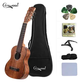 

Camwood 23 Inch Acoustic Ukulele Teakwood Ukelele Set with 5pcs Celluloid Picks Meadiator Gig Bag Uke Strap Strings Ukulele Capo