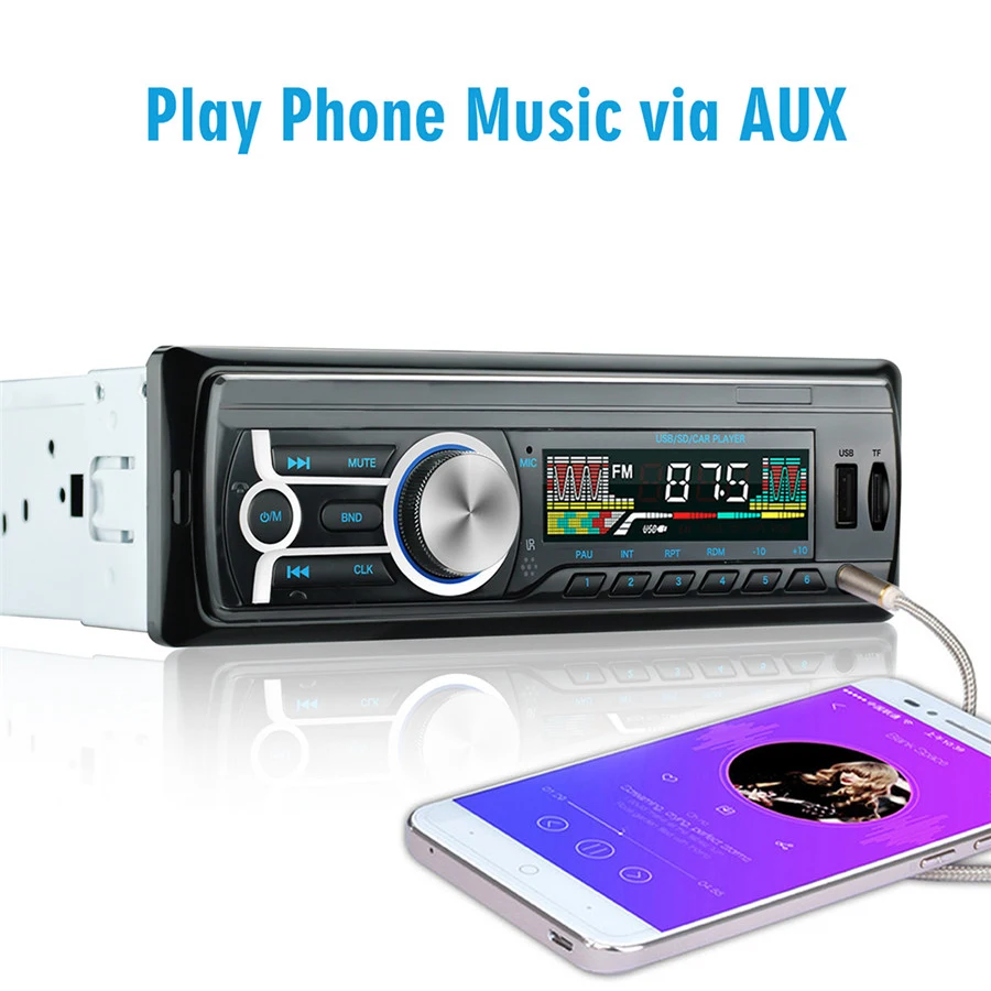 1 DIN автомобильный стерео Aux USB/TF/FM/MP3 радио плеер Bluetooth 12 в 87,5-108,0 МГц 4 канала RCA Выход