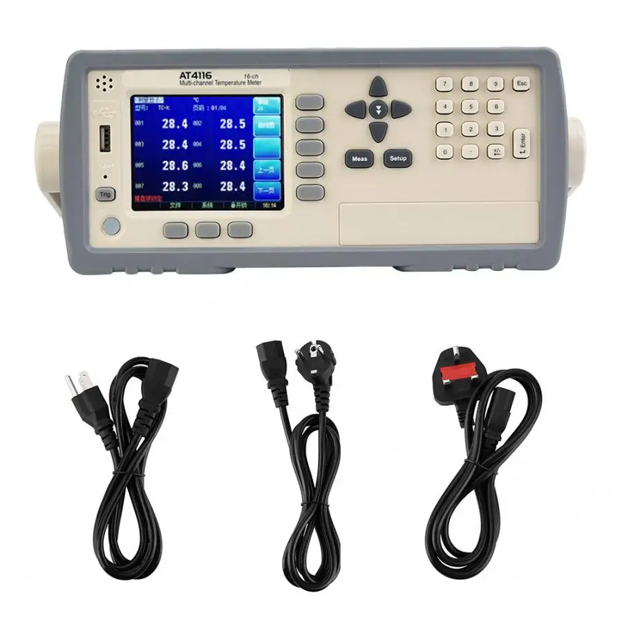 

Temperature Tester Hygrometer AT4116 TFT Screen Display USB Port Multichannel 16 Channel Temperature Tester Measurement