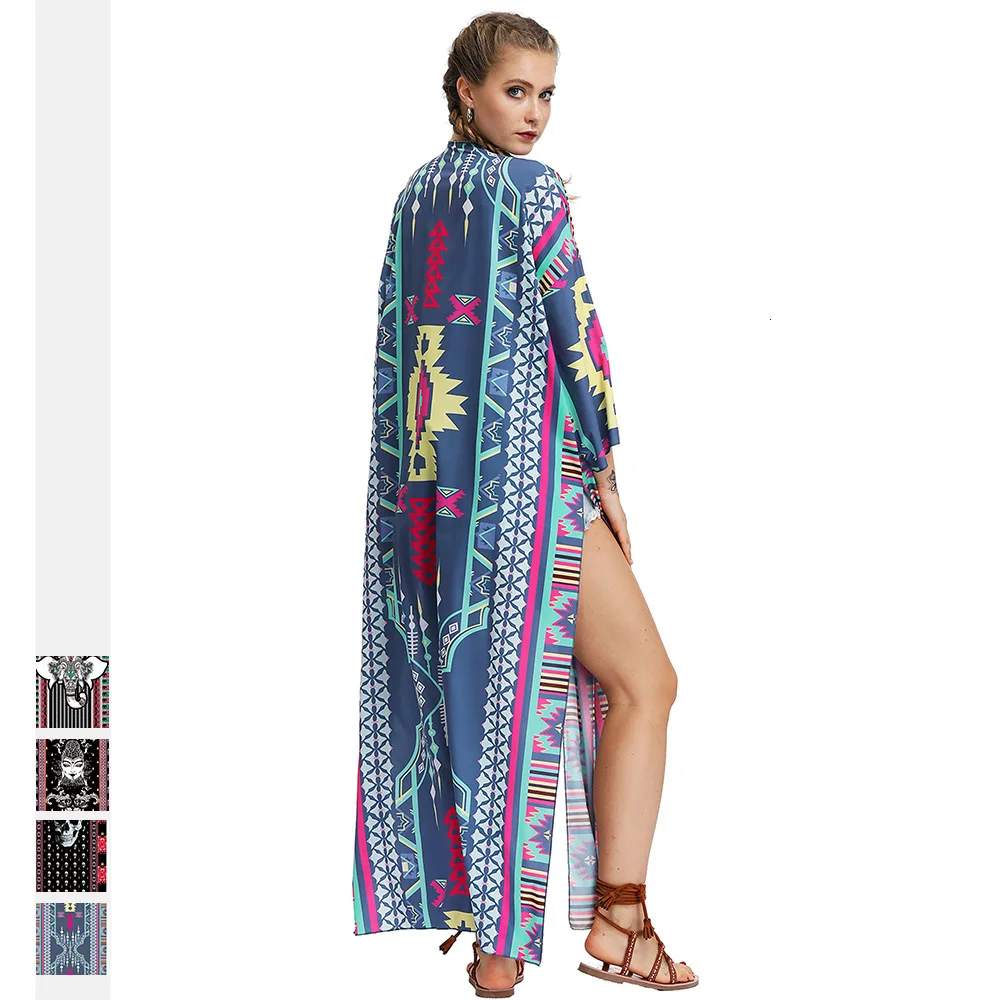 

Elephant 3d Number Printing Sandy Beach Sunscreen Serve Long Fund Vent Seven Part Sleeve Cardigan Shawl