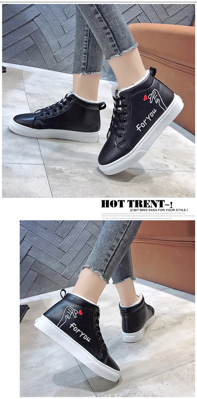 Brand White Winter Boots Women Ankle Boots Warm Plush Snow Boots Women Shoes Women Sneakers Lace Up Shoes Woman Short Snow Boots