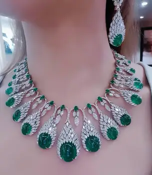 

jankelly Nigeria 2pcs Bridal Zirconia Necklace Sets For Women Jewelry sets & More Dubai Nigeria CZ Crystal Wedding Jewelry Sets