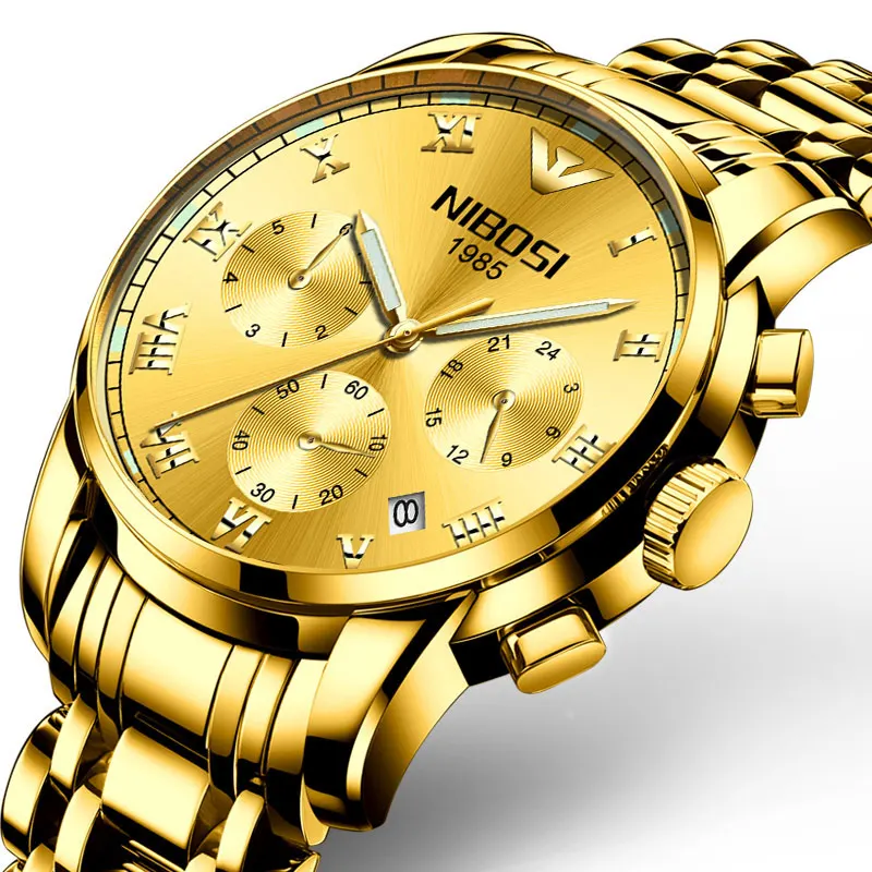 NIBOSI мужские часы с хронографом спортивные Топ бренд Роскошные водонепроницаемые