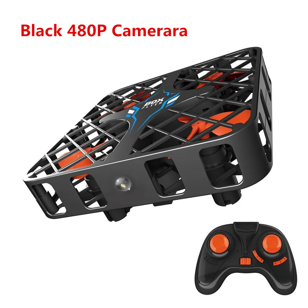 Мини-Дрон с камерой HD 2,4G 6 Axises Gyro 3D Flip RC вертолет с безголовым режимом Квадрокоптер со светодиодный светильник возвратный Дрон в один клик - Цвет: Black 480P Camera