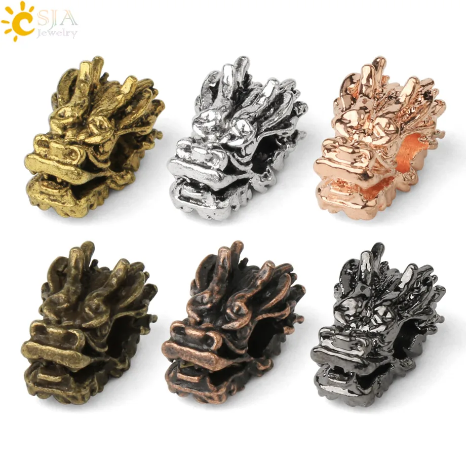 Бусины-шармы CSJA с большим отверстием в форме головы дракона для изготовления