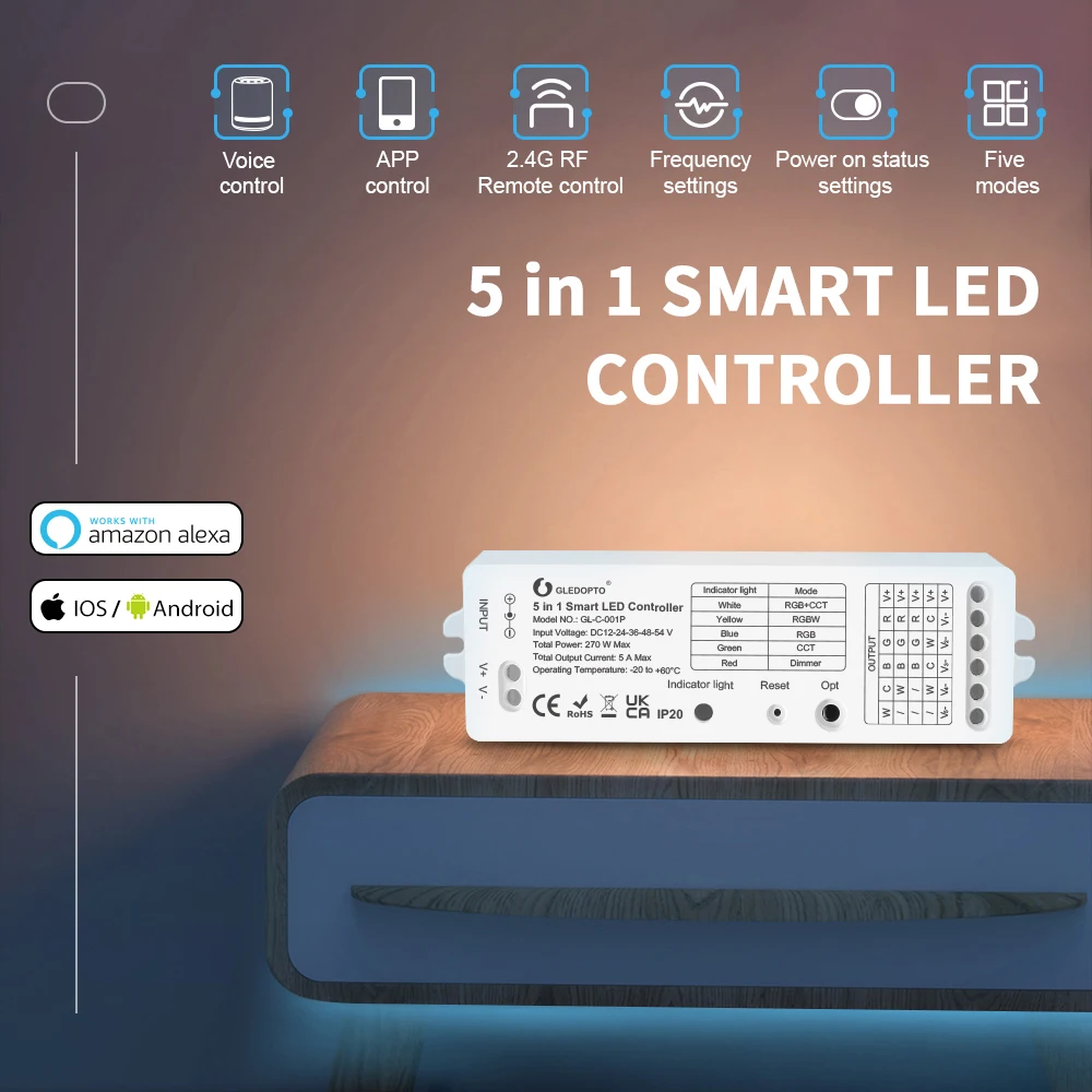 Светодиодная лента opto Zigbee 5 в 1 регулятор яркости управление через приложение