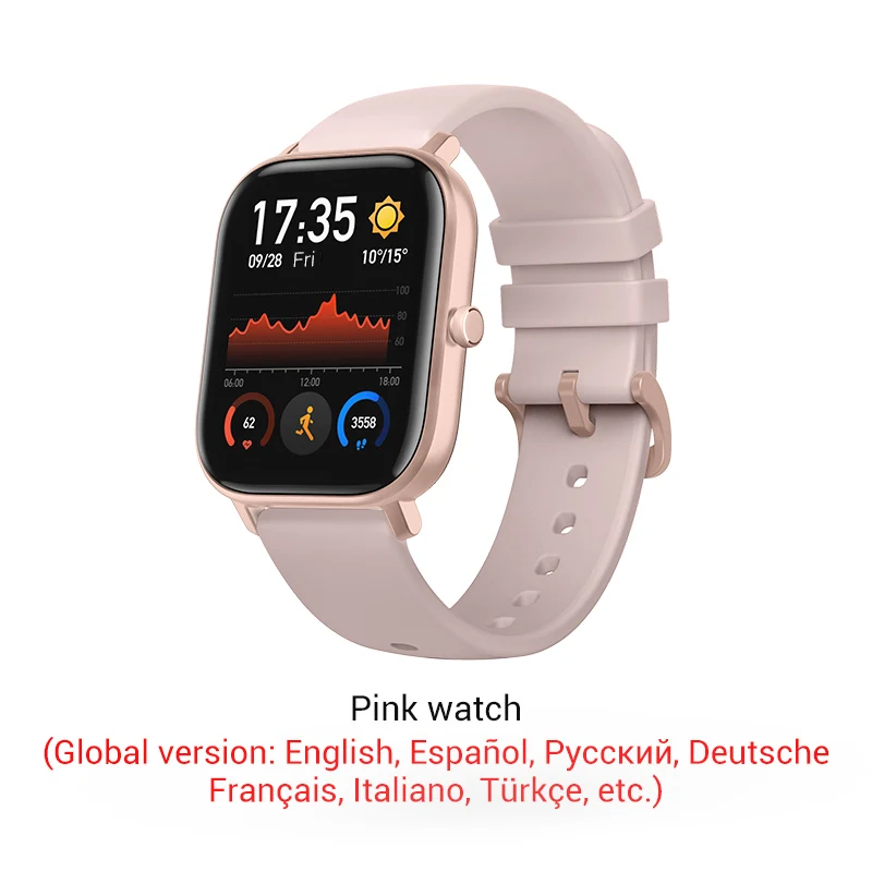 Pink color СМАРТ-ЧАСЫ XIAOMI HUAMI AMAZFIT GTS- Выглядит как часы Apple - Цвет: Pink color