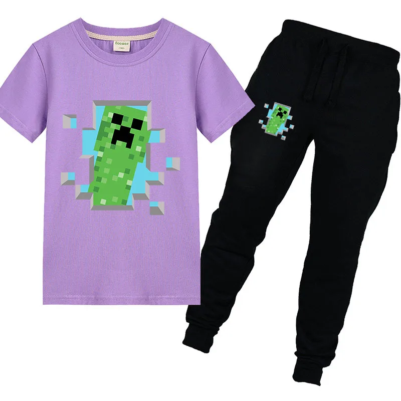 

2020Cross-border e-commerce eBay explosion models Dan TDM Stampy Cat T-shirt children's suit Minecrafted Children's trousersED