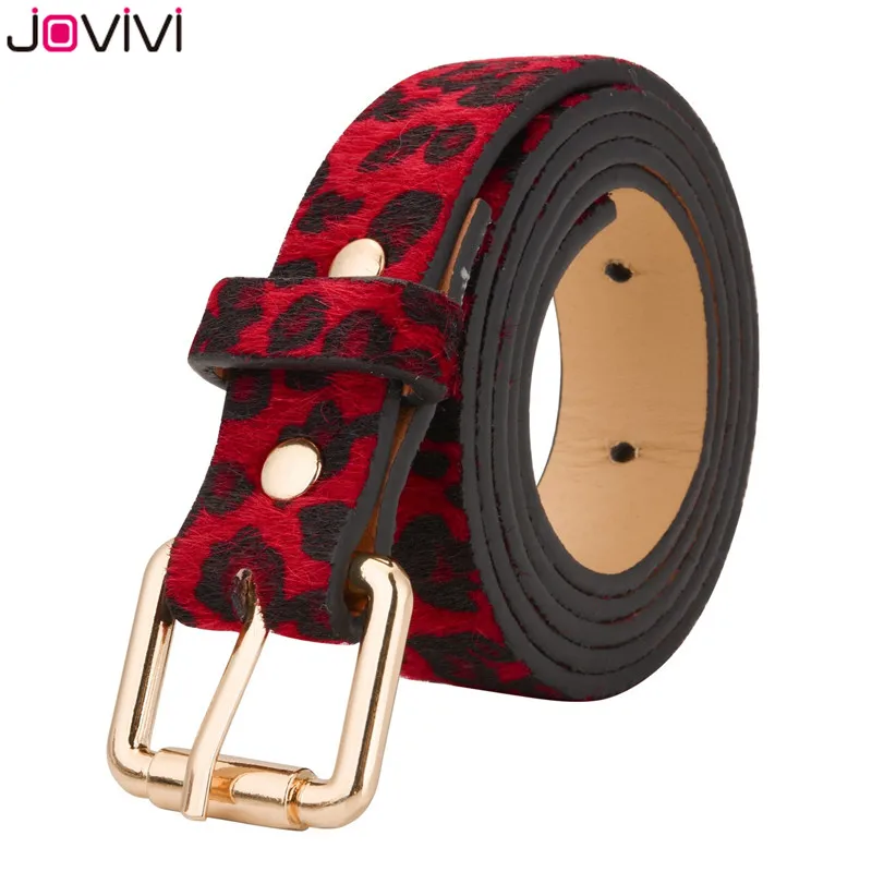 Jovivi новейший 1x Модный женский ремень из искусственной кожи женский пояс из конского волоса с леопардовым узором розовая металлическая пряжка золотого цвета