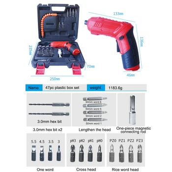 

47pcs Cordless Electric Drill mini Electric Screwdriver Rechargeable Lithium Battery Electric Screw Driver Power Tools