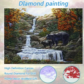 

Full DIY 5D Diamond Painting "Black Bear" Cross Stitch Diamond Embroidery Landscape Pattern Rhinestone Diamond Mosaic Decor F414