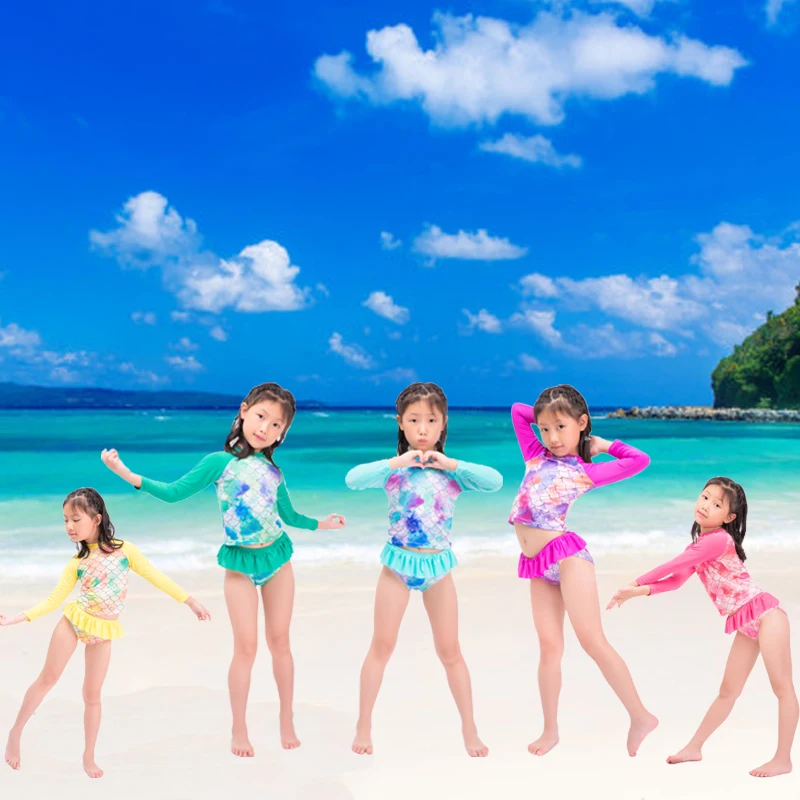 

Fashion Cute Kids Girls Fish Scales Swimwear Girls Sunscreen Swimsuit Colorful Mermaid Swimwear Pool Party Beach Party