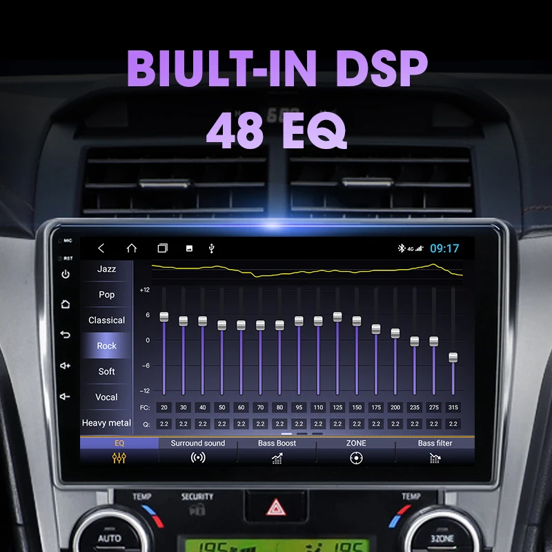 JMCQ 10 1 &quot2din Android 9 автомобильный Радио Multimidia видео плеер RDS DSP для Toyota Camry 8 50 55 2012 2017