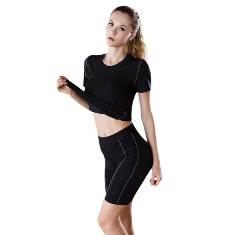 Женские быстросохнущие рубашки для фитнеса эластичная Спортивная футболка йоги