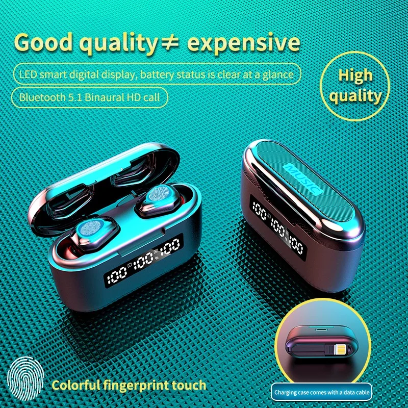 TWS 5 0 Bluetooth Headset Sports Wireless LED Display Ear Hook Running Earphones IPX7 Waterproof Erbuds with Charger Cable