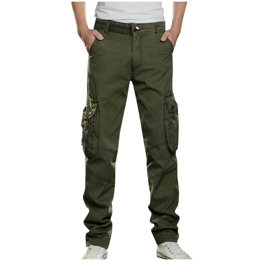 Модные мужские повседневные однотонные рабочие брюки с несколькими карманами, длинные брюки-карго для мужчин, s Joggers, Pantalon, Lino Hombre