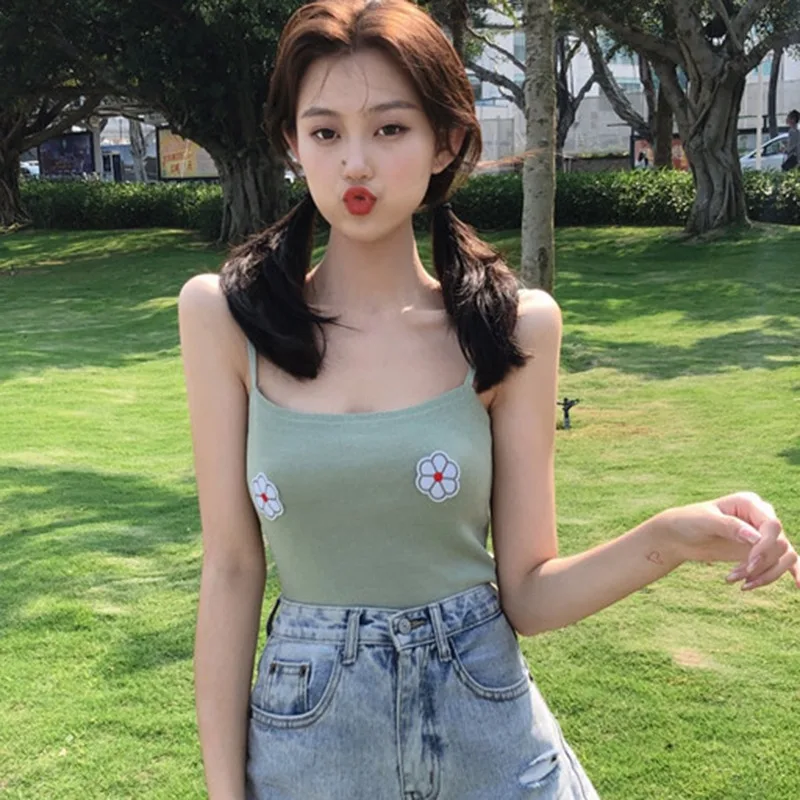 Повседневные трикотажные топики с цветочным принтом, топы, летние сексуальные женские майки без рукавов, базовые топики Rk