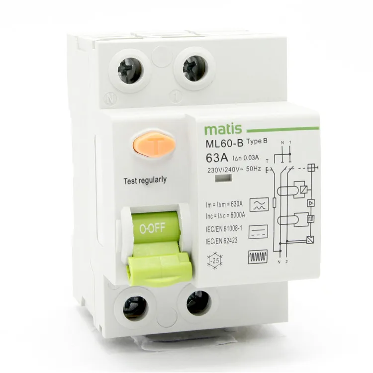 Matismart 2P 63A Тип B защита от утечки заземления автоматический выключатель