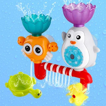 

Baby Bath Toy Children Bathroom Watering Spray Suction Cup Penguin Crab Turn Music Shower Play Water Toys for Child Gift
