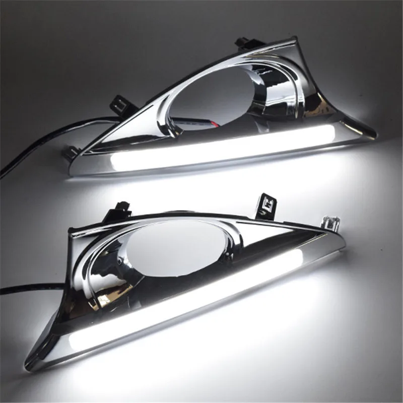 2 шт. DRL для Toyota Camry 2012 2013 дневные ходовые огни противотуманная фара крышка 12 в дневной свет с желтой сигнальной лампой