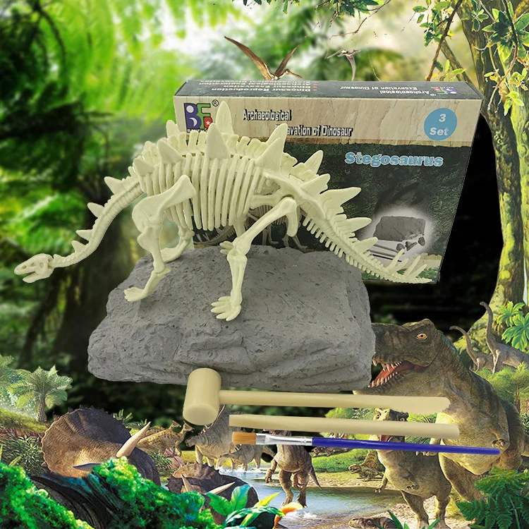 

Stegosaurus Dinosaur Excavation Kit Simulation Archaeology Digging Up Fossils Toy Model Children Learning Educational Toy