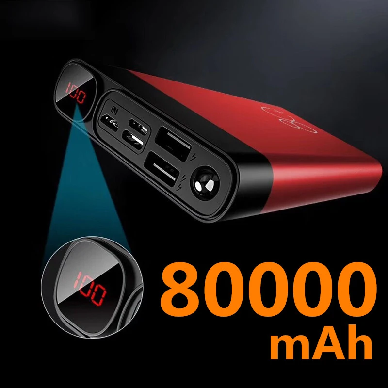 80000 мАч Power Bank Dual USB большой емкости портативная Быстрая зарядка быстрое зарядное