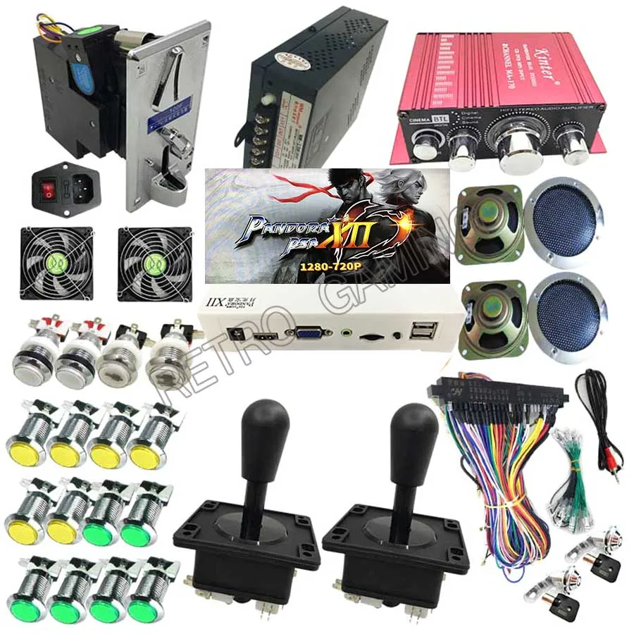 Наборы для аркадных игр DIY Jamma с 3D Pandora 12 3188 в 1 светодиодный хромированный кнопочный джойстик для 2 Игроков Монета oprate видеоигровой автомат DIY