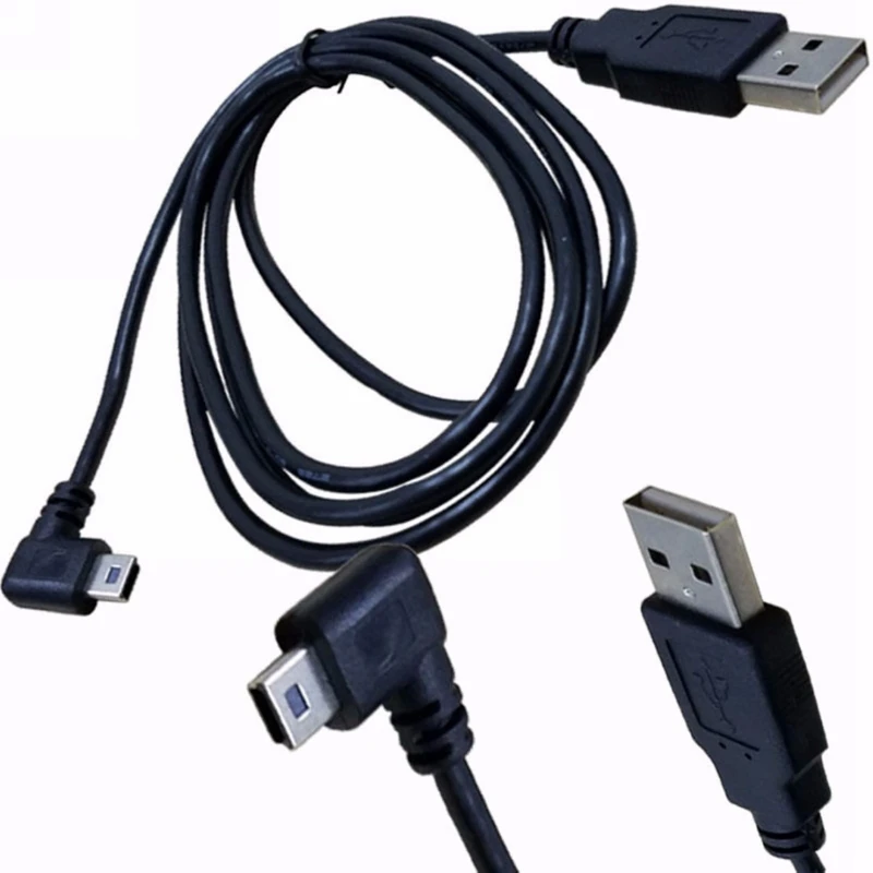 1 шт. USB 2,0 штекерное гнездо для Mini 5-контактный слева под углом 90 градусов шнур 1,5 м/5FT 3 м/10FT черный
