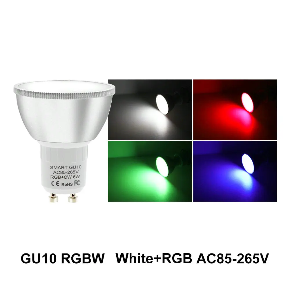 GU10 RGBCW Смарт-WI-FI лампочки RGB E27 E14 светодиодный светильник приложение голосовой Управление лампочки с регулируемой яркостью WI-FI RGB Светодиодные ленты набор, работает с Amazon Alexa Google - Испускаемый цвет: GU10 RGBCW