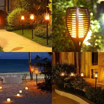 

LED Solar Flame Torch Lamp Outdoor Lights Solar Garden Light 96 LED Flickering Waterproof Lamp Courtyard Balcony Lawn Path Lamp