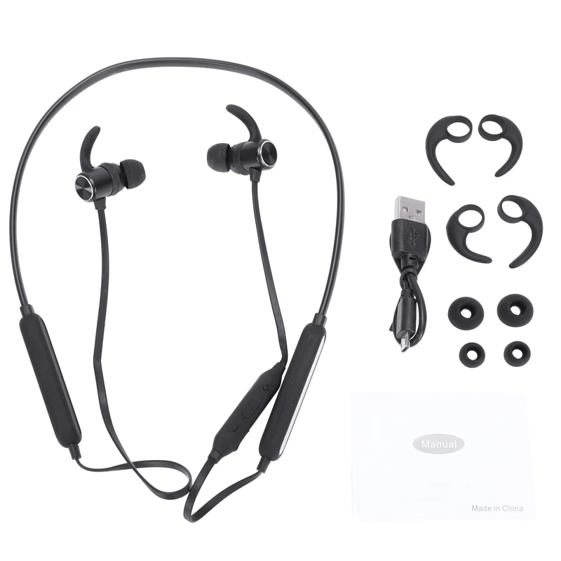 Binai B22 Магнитный IPX4 Водонепроницаемый ожерелье HiFi бас CSR5.0 Bluetooth стерео гарнитура с микрофоном-черный