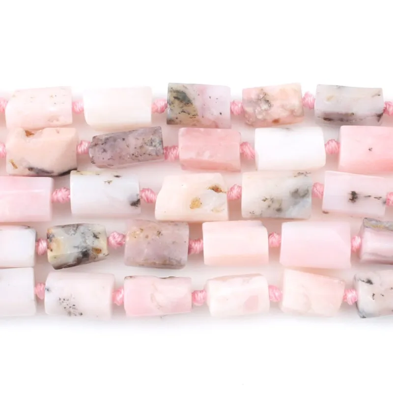 8X11 мм бусины из натурального камня цилиндр прехнит Аквамарин Роза кварц опал бусины для самостоятельного изготовления ювелирных изделий Браслеты ожерелье 7,5 дюймов - Цвет: Pink Opal
