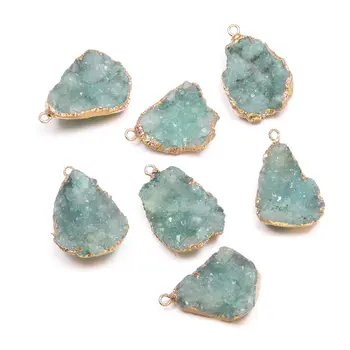 

Fashion Natural Druzy Stone Pendant Irregular Crystal Quartz Charms Pendants DIY Accessories For Jewelry Making Necklace