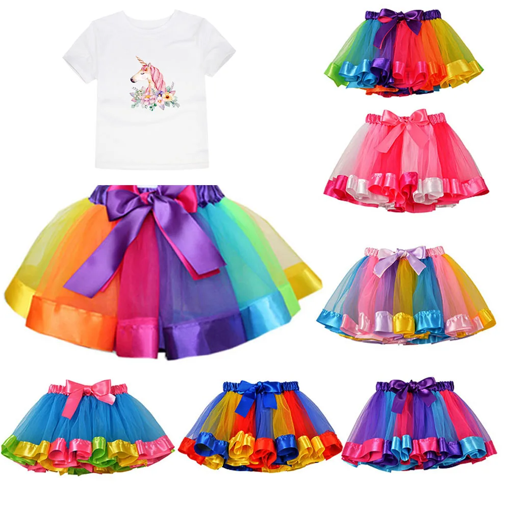 Юбка-пачка принцессы с единорогом одежда для маленьких девочек Радужная детская Праздничная юбка-пачка для девочек детское бальное платье, детская юбка-пачка s