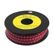 500 шт EC-2 арабскими цифрами 7 узоров Кабель маркер Красный для 3,6-мм2 трубки