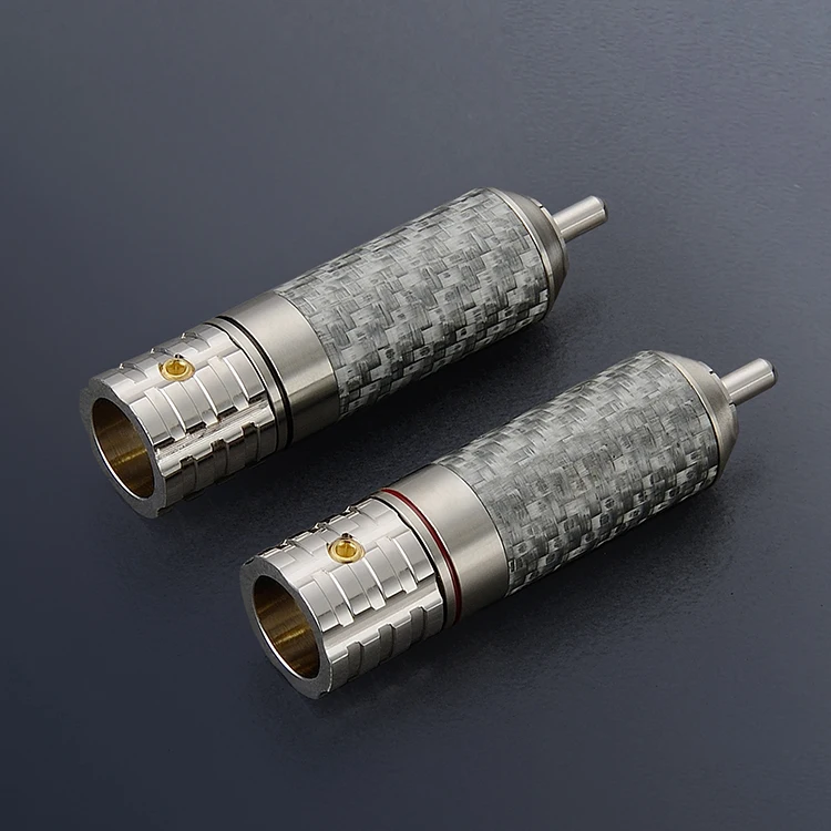 4PCS Viborg VR108R 순수 구리 탄소 섬유 RCA 로듐 도금 Unsolder 버전 순수 구리 RCA 나사 잠금