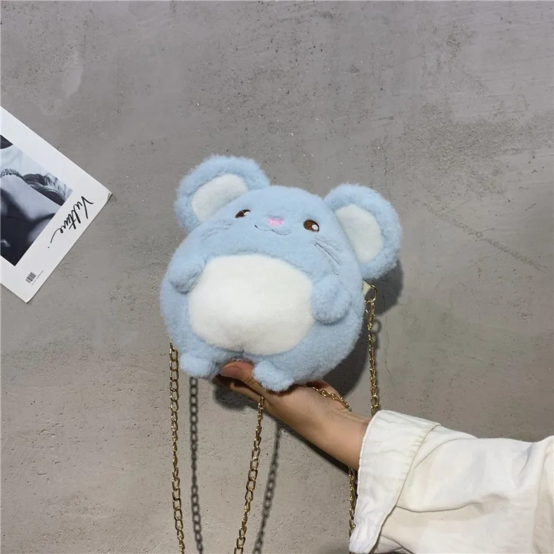 

Plush Bag WOMEN'S Bag 2019 New Style Korean-style bai da xiao round Bag Cute GIRL'S Chain Shoulder Oblique Bag