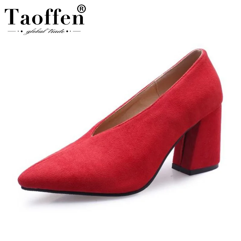 

Taoffen Plus Size 30-48 Women Fashion Office Ladies Pumps Pointed Toe Spring Work High Heel Shoes Woman New Pumps Footwear
