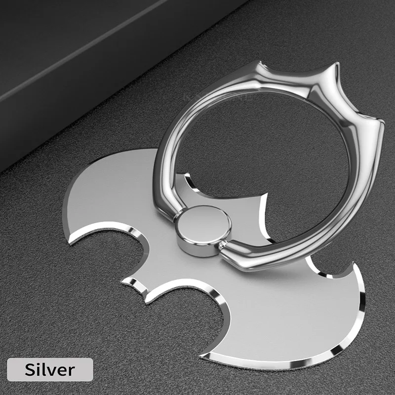 Роскошный Бэтмен алюминиевый сплав Металл Универсальный палец кольцо смартфон мобильный телефон ручной стол стенд держатель повторяется - Цвет: Silver