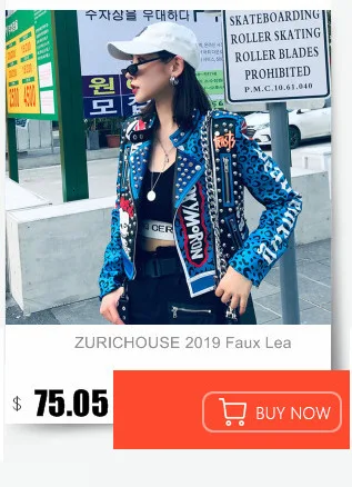 ZURICHOUSE панк кожаная куртка для женщин Мода свободный крой панк стиль байкерская куртка женская мягкая искусственная кожа мотоциклетная куртка