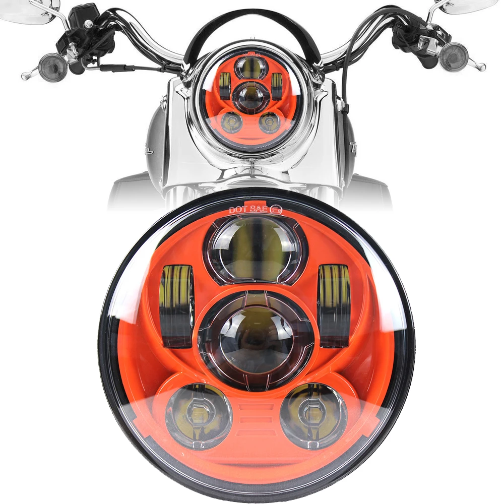 5-3/" круглая передняя фара для мотоцикла Hi/ближнего света фара для Harley Dyna Sportster orange