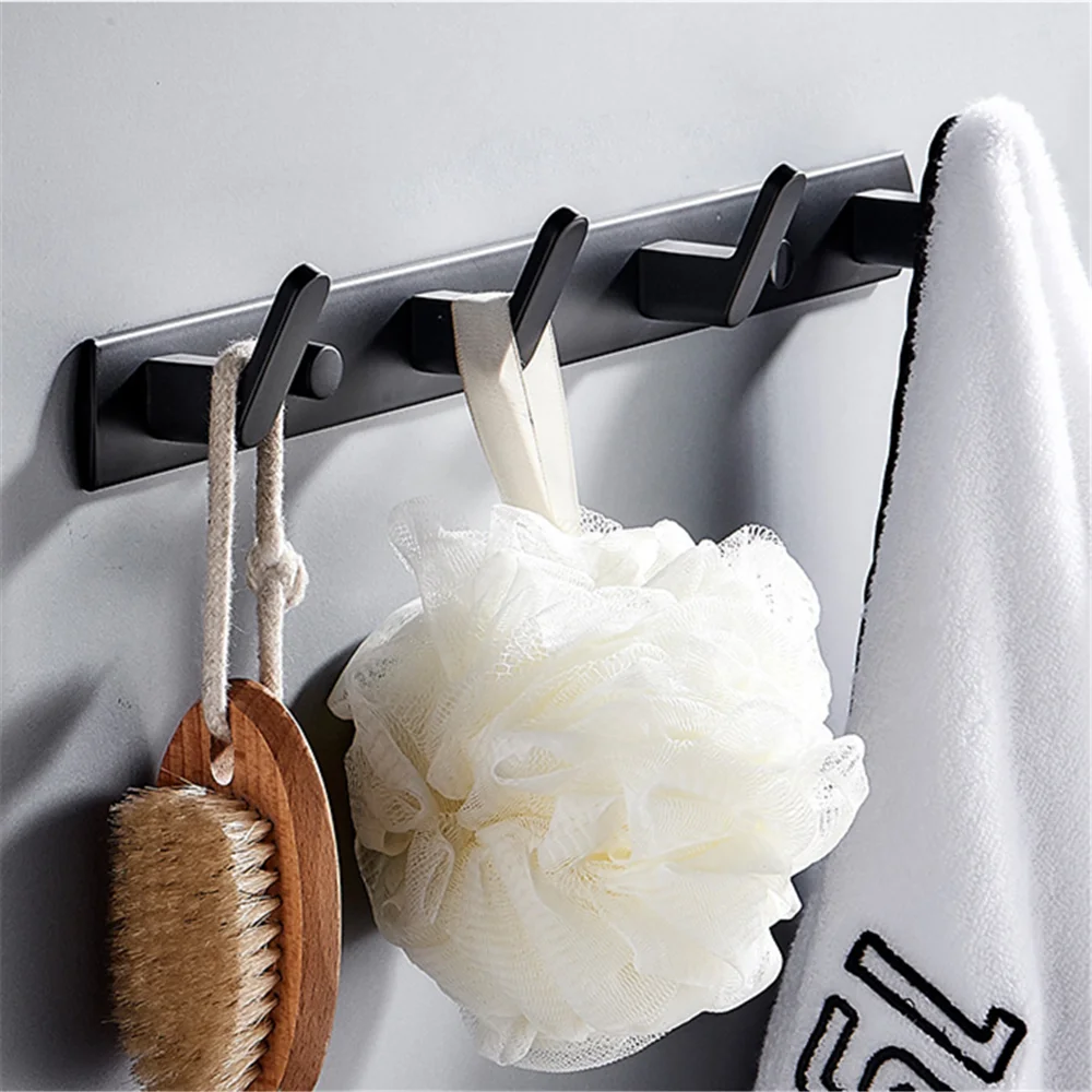 Bathroom Hanger Hook Black Wall Hook Coat Rack Towel Clothes Hat Hanger for Corner Door Rack Hallway Balcony Kitchen Bedroom